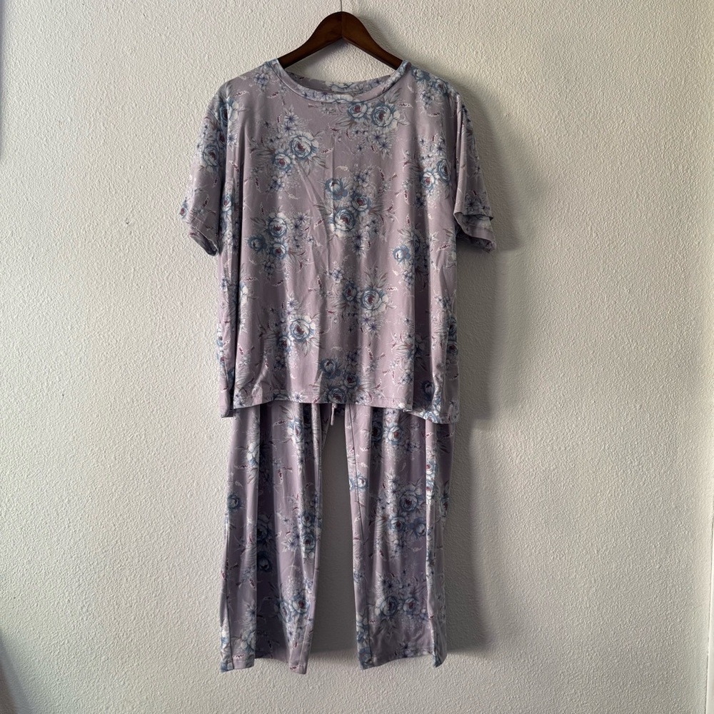 Flora Nikrooz Silky Soft Floral Lilac Pajama Lounge Set Coquette Cottagecore XL - Picture 16 of 16